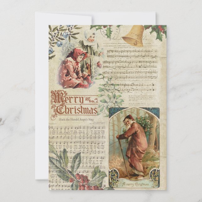 Vintager Vater Weihnachten und Musik Ephemera (Vorderseite)