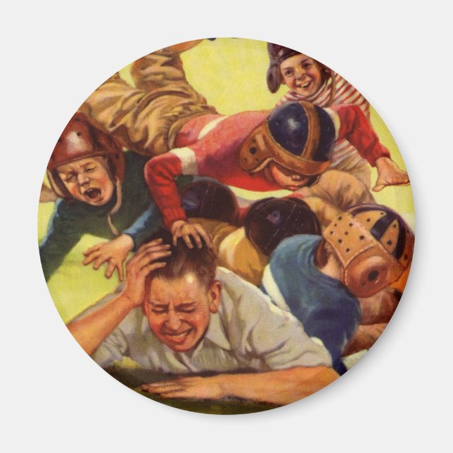 Vintager Vatertag, Fußballkinder und Familienhund Magnet (Vorne)