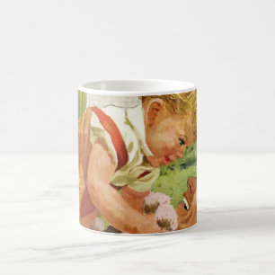 Vintager Vatertag, glückliche Familie in den Vorst Kaffeetasse