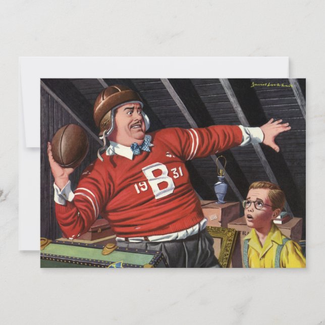 Vintager Vatertag, Sportfußball-Vater und Sohn Karte (Vorderseite)