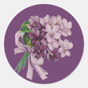 Vintager Veilchennosegay-Blumenstrauß-runde Runder Aufkleber