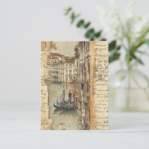 Vintager Venedig-Kanal mit handgeschriebener Schri Postkarte