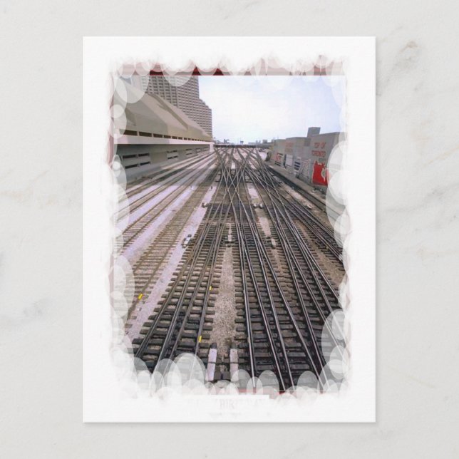 Vintager Verkehr - divergierende Gleise Postkarte (Vorderseite)