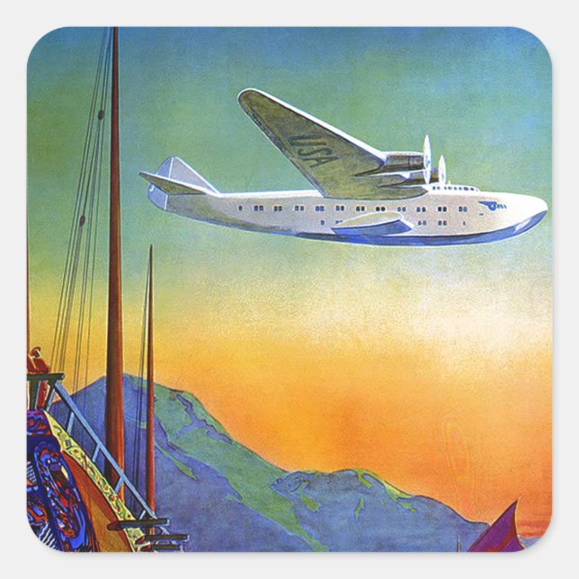 Vintager Verkehr Quadratischer Aufkleber (Vorderseite)