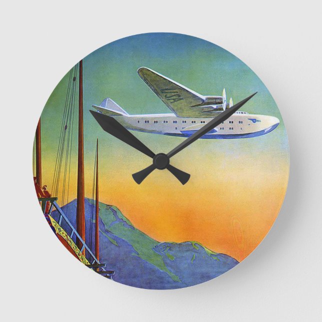 Vintager Verkehr Runde Wanduhr (Vorderseite)