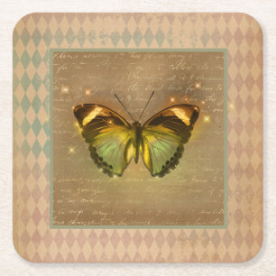 Vintager verzauberter Schmetterling Rechteckiger Pappuntersetzer