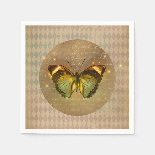 Vintager verzauberter Schmetterling Serviette (Vorderseite)