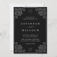 Vintager Verzierter Rahmen | Elegant Moody Black W