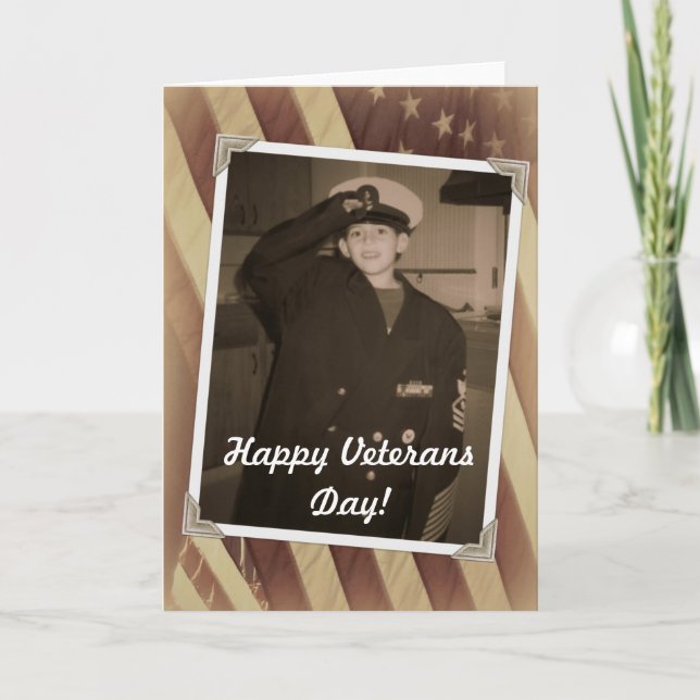 Vintager Veteranentag - Junge Kinderheilkarte Dankeskarte (Vorderseite)