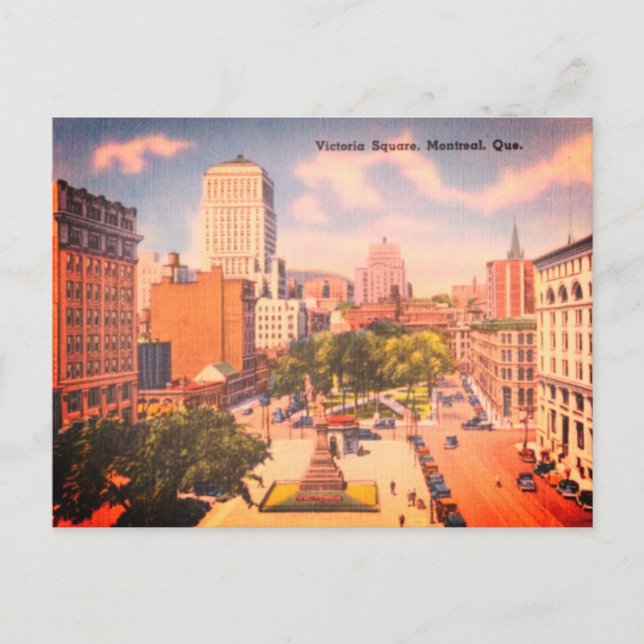 Vintager Victoria Square, Montreal, Quebec, Kanada Postkarte (Vorderseite)