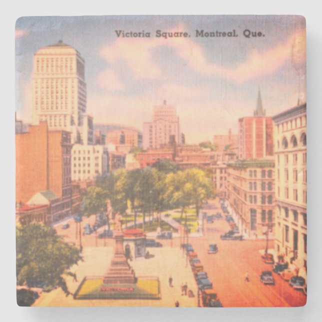 Vintager Victoria Square, Montreal, Quebec, Kanada Steinuntersetzer (Vorderseite)