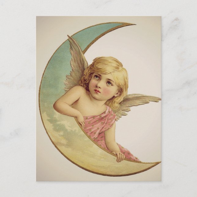 Vintager Viktorianischer Angel Moon Girl Postkarte (Vorderseite)