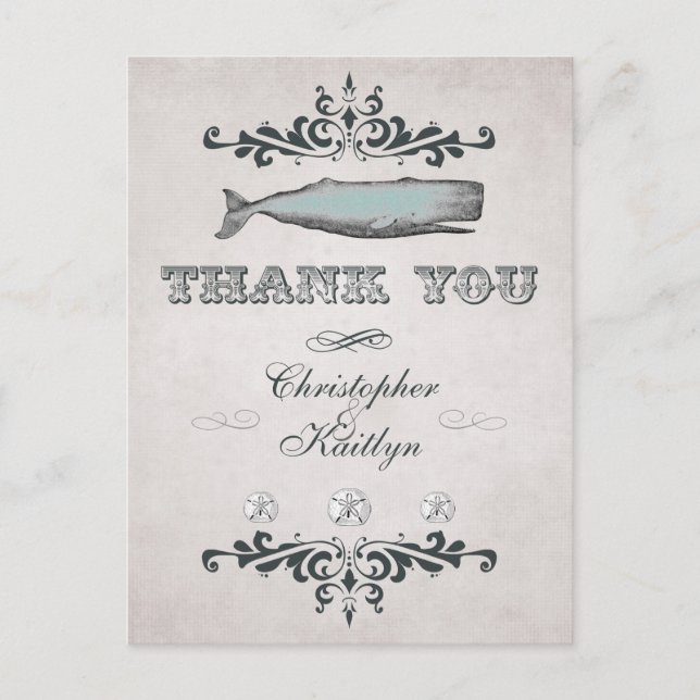 Vintager Viktorianischer Beach Whale Wedding Viele Postkarte (Vorderseite)