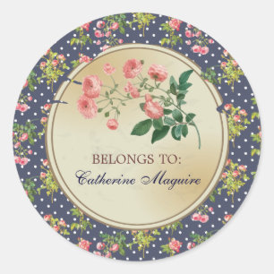 Vintager Viktorianischer Blumenbecher Runder Aufkleber
