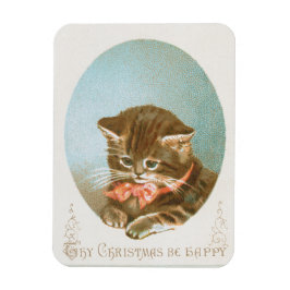 Vintager Viktorianischer Coquette Weihnachtskatze Magnet