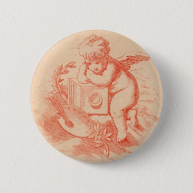 Vintager viktorianischer Engelsamorknopf Button (Vorderseite)
