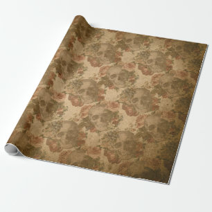 Vintager Viktorianischer gotischer Schädel Alte R Geschenkpapier