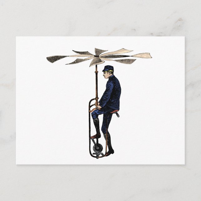 Vintager Viktorianischer Hubschrauber Postkarte (Vorderseite)