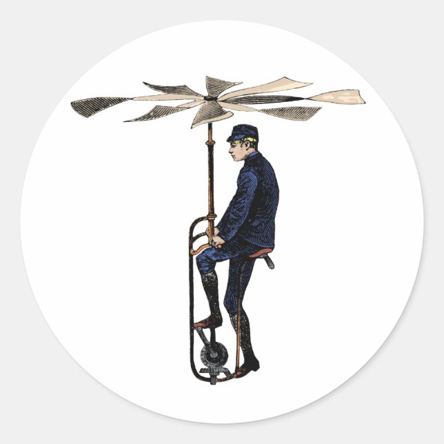 Vintager Viktorianischer Hubschrauber Runder Aufkleber (Vorderseite)