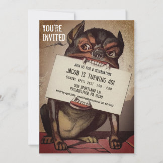 Vintager Viktorianischer Hund individuell anpassba Einladung