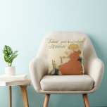 Vintager Viktorianischer Jugendstil, Mädchen mit M Kissen<br><div class="desc">Vintage Illustration Art Nouveau Werbeplakat für sterilisierte Milch aus der Region Montigny-sur-Vingeanne in Frankreich von Théophile Alexandre Steinlen. Diese Werbung zeigt ein kleines Kind, das Milch aus einer Schüssel trinkt, während ihre Hauskatzen auch auf dem Betteln nach Milch schauen. Vollständiger Wortlaut "Lait Pur de la Vingeanne Sterilize; quillot fréres Montigny-sur-Vingeanne...</div>