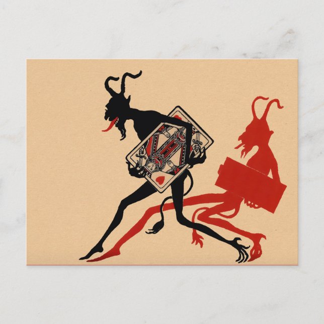 Vintager Viktorianischer Krampus Postkarte (Vorderseite)