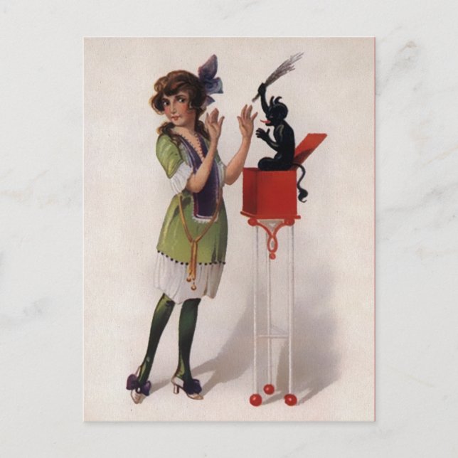 Vintager Viktorianischer Krampus Postkarte (Vorderseite)