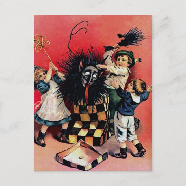 Vintager Viktorianischer Krampus Postkarte (Vorderseite)