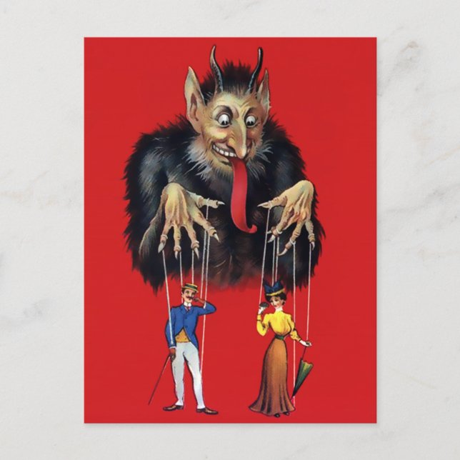 Vintager Viktorianischer Krampus Postkarte (Vorderseite)