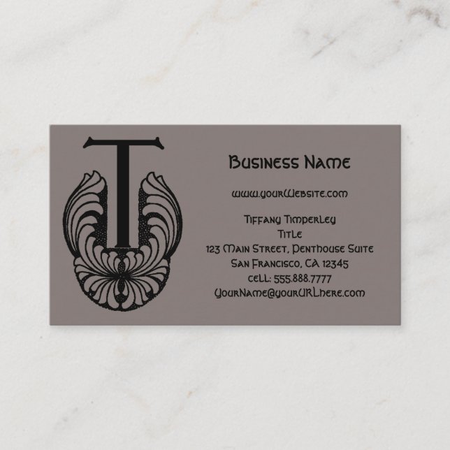 Vintager Viktorianischer Monogramm-Brief Visitenkarte (Vorderseite)