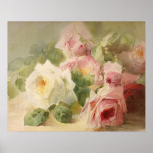 Vintager viktorianischer RoseWatercolor Poster