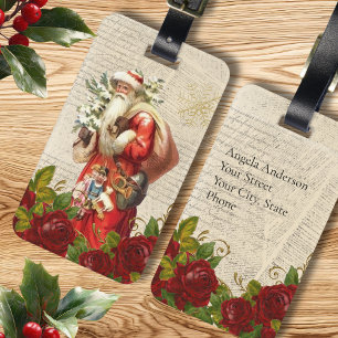 Vintager Viktorianischer Santa Claus Antiquitätend Gepäckanhänger