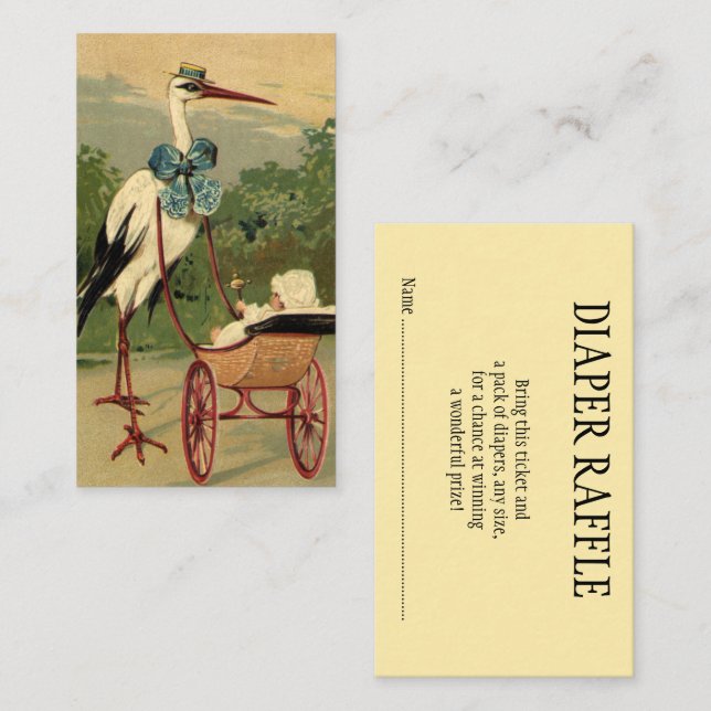 Vintager Viktorianischer Storch, Babydusche Begleitkarte (Vorne/Hinten)