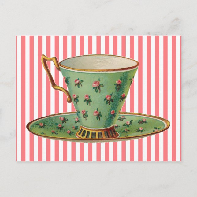 Vintager Viktorianischer Teecup Postkarte (Vorderseite)