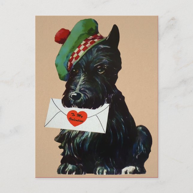 Vintager Viktorianischer Valentinhund Postkarte (Vorderseite)