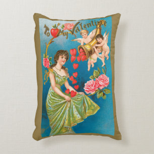 Vintager Viktorianischer Valentinstag Angels & Her Dekokissen