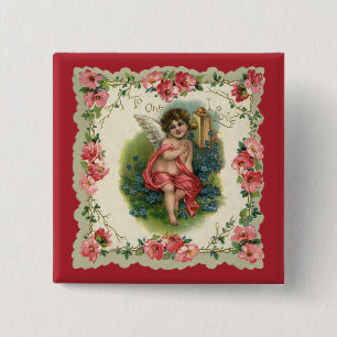 Vintager Viktorianischer Valentinstag-Cherub am Te Button