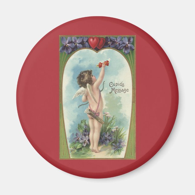 Vintager Viktorianischer Valentinstag, Cupid-Botsc Magnet (Vorne)