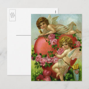 Vintager Viktorianischer Valentinstag Engel Herzli Feiertagspostkarte