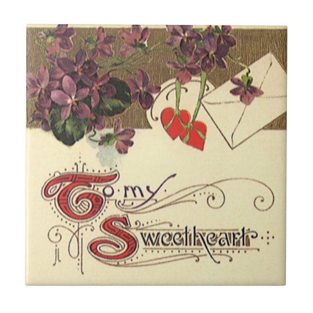Vintager Viktorianischer Valentinstag für meinen L Fliese (Vorderseite)