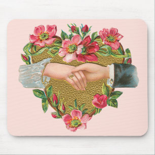 Vintager Viktorianischer Valentinstag, Hände und B Mousepad
