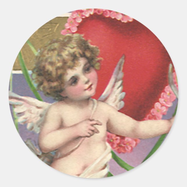 Vintager Viktorianischer Valentinstag Herzklopfen Runder Aufkleber (Vorderseite)