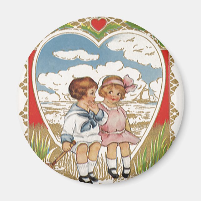 Vintager Viktorianischer Valentinstag Kinder im He Magnet (Vorne)