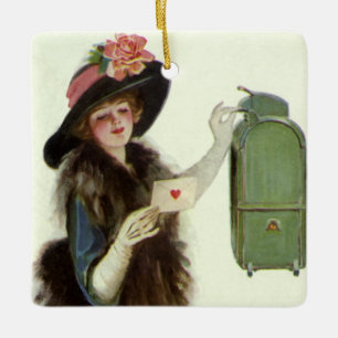 Vintager Viktorianischer Valentinstag Liebe Keramikornament