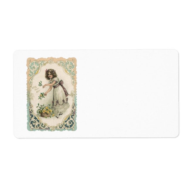 Vintager Viktorianischer Valentinstag, Mädchen mit (Vorne)