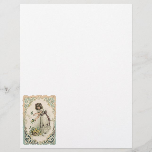 Vintager Viktorianischer Valentinstag, Mädchen mit Flyer (Vorne)