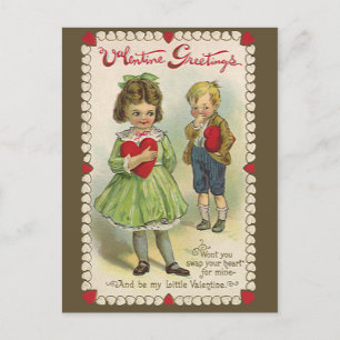 Vintager Viktorianischer Valentinstag, schüchterne Feiertagspostkarte