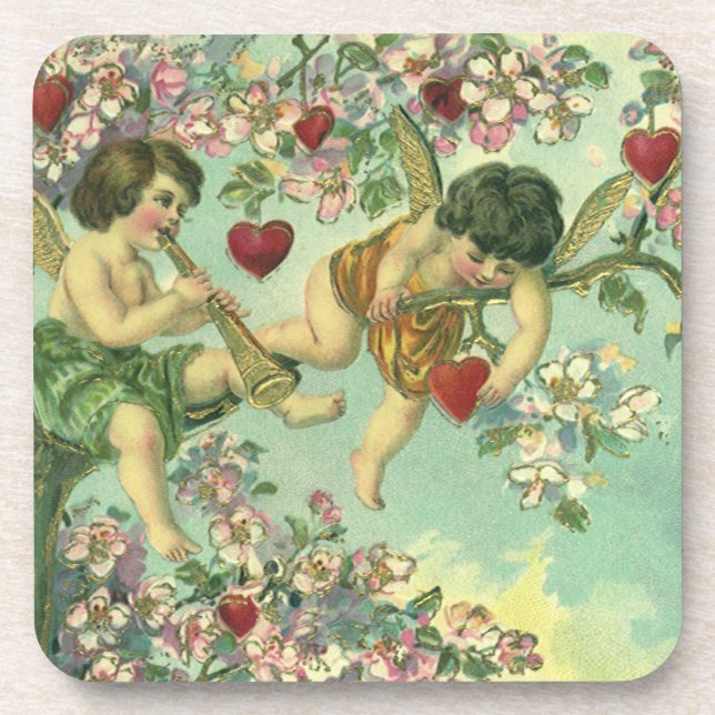 Vintager Viktorianischer Valentinstag Untersetzer (Vorderseite)