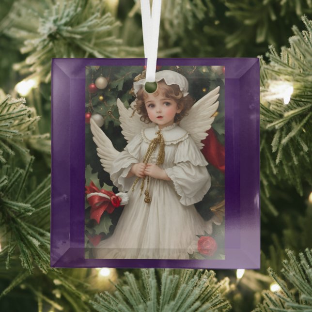 Vintager Viktorianischer Weihnachtsgel Ornament Aus Glas (Insitu)