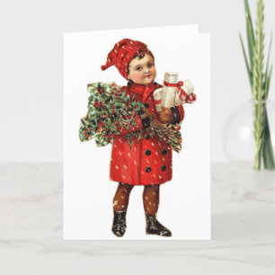 Vintager Viktorianischer Weihnachtsjunge, Feiertagskarte